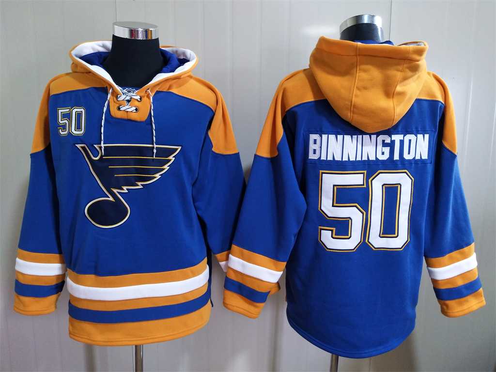 Blues 50 Jordan Binnington Blue All Stitched Pullover Hoodie,We sell and wholesale Blues 50 Jordan Binnington Blue All Stitched Pullover Hoodie on line form chian!